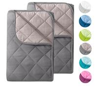 wometo Piumone estivo in microfibra, design reversibile, 135 x 200 cm, oekoTex - grigio e grigio chiaro, resistente alla cottura a 95°, trapuntato, utilizzabile senza rivestimento, set da 2 pezzi