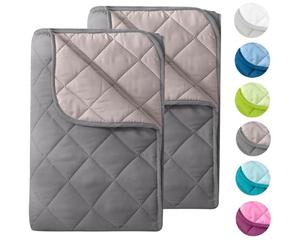 wometo Piumone estivo in microfibra, design reversibile, 135 x 200 cm, oekoTex - grigio e grigio chiaro, resistente alla cottura a 95°, trapuntato, utilizzabile senza rivestimento, set da 2 pezzi