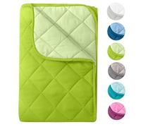 wometo Piumone estivo in microfibra, design reversibile, 155 x 220 cm, OekoTex, verde e verde chiaro, adatto per campeggio e giornate calde, utilizzabile senza rivestimento, colorato e colorato