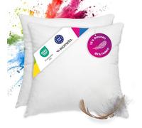 wometo Premium line - Set di 2 cuscini in piuma, 85% piume, 15% piuma, 45 x 45 - 500 g, in cotone, colore: bianco/bianco/imbottitura interna