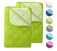 wometo Set di 2 trapunte estive in microfibra, design reversibile, 135 x 200 cm, oekoTex, verde e verde chiaro, resistenti alla cottura a 95°, trapunta leggera, utilizzabile senza rivestimento, set da