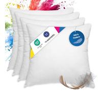 wometo Set di 4 cuscini in piuma, 100% piume, 45 x 45 cm, 500 g, rivestimento in cotone bianco, cuscino interno, imbottitura per cuscino/piccolo cuscino (4 pezzi)