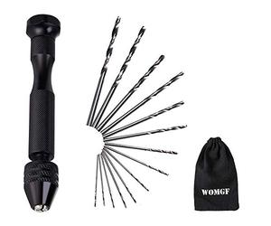 WOMGF Mini Trapano a Mano 14 Pcs Twist Drill Punte Trapano Elicoidali Precision 0.5-3.0mm per Foratura Modellismo Fai-da-te