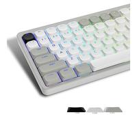 Womier Low Profile Keycaps - Shine Through Keycaps 60 65 75 100 Percent, Keyboard Key caps PBT Full Size for Cherry Gateron MX Switches Mechanical Keyboard, Grey/White