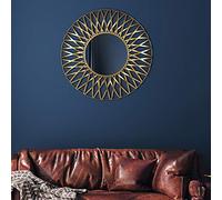 WOMO-DESIGN Specchio Decorativo da Parete Lima Ø 70 cm con Cornice in Metallo Dorato Specchiera Originala Rotonda Moderna da Appendere sul Muro per Soggiorno/Corridoio/Camera da Letto/Bagno
