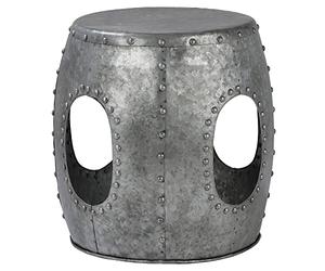 WOMO-DESIGN Tavolino da Caffè Vantaa Rotondo Ø38x43 cm Design Industriale in Metallo Argento con Rivetti Tavolo Basso Fatto a Mano Portaoggetti Decorativo Comodino da Salotto Soggiorno Laterale Divano