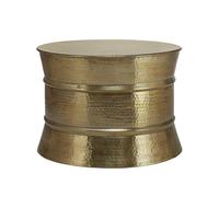 WOMO-DESIGN Tavolino da Salotto Ø 62x33 cm Tavolino da Caffè Fatto a Mano Rotondo Colore Oro in Alluminio Tavolo per Soggiorno con Design in Metallo Tavolino Divano con Finitura Martellata Orientale