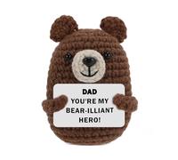 wompolle Mini orso regalo per papà da figlia figlio, animale all'uncinetto positivo festa del papà regali di compleanno fatti a mano emotivo all'uncinetto orso per nuovo passo bonus papà padre