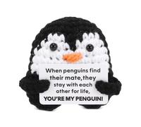 wompolle Regalo per donne, uomini, moglie, marito, festa del papà dalla moglie, mini pinguino fatto a mano all'uncinetto, divertente regalo romantico per compleanno, anniversario, regalo romantico per