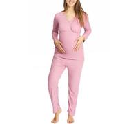 Womum Pigiama Premaman Ospedale con Apertura Facile per Allattamento, Pigiami Premaman Morbido, Elastico e Traspirante per Il Massimo Comfort, Ideale per Notti Comode (L, Rosa)