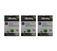 WONDAY Set di 3 scatole da 100 puntine in acciaio nichelato a 3 punte