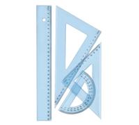 Wonday - Set di tracciamento geometrico infrangibile 4 pezzi: righello 30 cm, staffe 45°/60°, goniometro 12 cm - Forniture scolastiche e ufficio