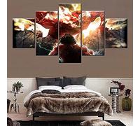 Wondbeau Poster E Stampe 150×80Cmanime Attack On Titan Eren Yeager E Shingeki No Kyojin 5 Pezzi Stampe Su Tela Immagine Murale Pittura Modulare Home Decor Decorazione Per Ufficio 5 Pannello Yk