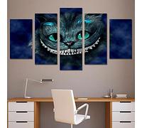Wondbeau Stampa Su Tela 5 Pezzi Dipinti Cinque Quadri Consecutivi Moderna Decorazione Della Casa Modulare Astratto Poster Senza Cornice XL/200cm×100cm Stregatto Di Notte Nel Film