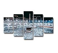 Wondbeau Stampa Su Tela 5 Pezzi Dipinti Cinque Quadri Consecutivi Moderna Decorazione Della Casa Modulare Astratto Poster Con Cornice M/100cm×50cm Islam Mecca Vista Moschea Notte