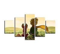 Wondbeau Stampa su Tela 5 Pezzi Dipinti Cinque Quadri Consecutivi Moderna Decorazione della Casa Modulare Astratto Poster con Cornice M/100cm×50cm Film Il Piccolo Principe