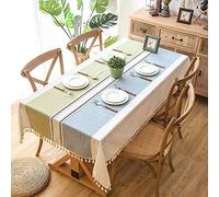 Wondder Tovaglie Pizzo di Stoffa di Cotone e Lino per la Copertura del Tavolo da Pranzo per Banchetti (140x200cm (55x78.7inch), Verde fresco)