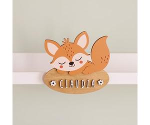WONDEE Decorazione in Legno Personalizzabile con Nome per Porte e Cameretta Bambini di Volpe, Regali Personalizzati Originali per Neonato, Neonata, Bimbo e Bimba, Idee Regalo Battesimo e Compleanni