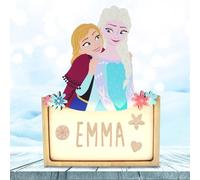 WONDEE Disney Lampada Frozen Bambina Personalizzata Con Nome - Luce Notturna Bambini delle Principesse Elsa e Anna, Regalo Neonato Femmina, Regalo Battesimo Bimba, Disney Regali Personalizzati