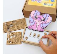 WONDEE Disney Lampada Lilo e Stitch Bambina Personalizzata Con Nome e Disegni - Lampada Luce Notturna di Angel, Regalo Bimba Femmina e Neonato, Regalo Battesimo Bambina, Lilo e Stitch Regali