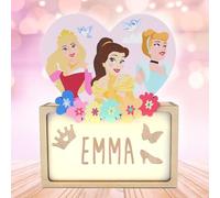 WONDEE Disney Lampada Principesse Disney Bambina Personalizzata Con Nome - Luce Notturna Bambini delle Principesse Aurora Bella Addormentata, Belle et Cerenentola, Regali Neonato e Battesimo Bimba