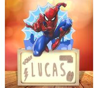 WONDEE Disney Lampada Spiderman Bambino Personalizzata Con Nome - Lampada Luce Notturna Bambini Spider Man Marvel - Regali Neonato e Regalo Battesimo Bimbo, Disney Marvel Spiderman Regali