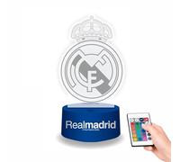 WONDEE Lampada Led 3D Real Madrid Con Telecomando Multicolore Per Decorazione e Luce Notturna Cameretta Bambino, Atmosfera Notturna Rilassante, Regalo Calcio Real Madrid Bambino
