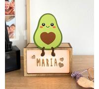 WONDEE Lampada Personalizzata Con Nome - Luce Notturna Bambini Avocado, Regalo Neonato Maschio e Femmina, Regalo Battesimo Bambina e Bimbo, Regali Personalizzati Bambino e Bimba (include cavo USB C)