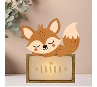 WONDEE Lampada Personalizzata Con Nome Luce Notturna Bambini Fox Regalo Neonato