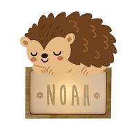 WONDEE Lampada Personalizzata Con Nome - Luce Notturna Bambini Riccio, Regalo Neonato Maschio e Femmina, Regalo Battesimo Bambina e Bimbo, Regali Personalizzati Bambino e Bimba (include cavo USB C)