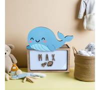 WONDEE Lampada Personalizzata in Legno Con Nome - Luce Notturna Bambini di Balena, Regalo Neonato Maschio e Femmina, Regalo Battesimo Bambina e Bimbo, Regali Personalizzati Bambino e Bimba