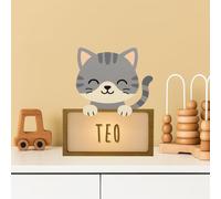 WONDEE Lampada Personalizzata in Legno Con Nome - Luce Notturna Bambini di Gatto, Regalo Neonato Maschio e Femmina, Regalo Battesimo Bambina e Bimbo, Regali Personalizzati Bambino e Bimba