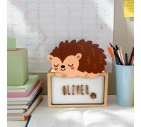 WONDEE Lampada Personalizzata in Legno Con Nome - Luce Notturna Bambini di Riccio, Regalo Neonato Maschio e Femmina, Regalo Battesimo Bambina e Bimbo, Regali Personalizzati Bambino e Bimba