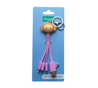 WONDEE Mr Wonderful - Cavo di ricarica universale 3 in 1 [1,2 M] Bambola Scimmia - Cavo multiconnettore 3 in 1 USB C/Lightning/Micro USB, compatibile con Apple, iPhone, Samsung e tutti