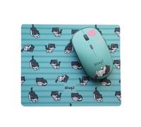 WONDEE Mr Wonderful - Set mouse wireless + tappetino per mouse con ricevitore USB e USB C, motivo scimmia di gatto per una routine quotidiana più divertente, regalo originale per ragazze e donne