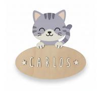 WONDEE Regali Personalizzati Neonato e Neonata, Lettere in Legno Personalizzabile per Cameretta Bambini di Gatto, Regalo Battesimo Bimbo e Bimba, Regalo Bambino e Bambina 1, 2, 3 anni Maschio Femmina