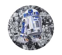 WONDEE Tappetino per mouse rotondo di Star Wars con design esclusivo R2D2 con sfondo pieno di personaggi, tappetino per il mouse in fibra extra fine e lavabile, motivo: The Power of Joy, articolo