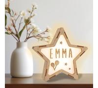 WONDEE Vintiun - Lampada da notte per bambini, personalizzata, con luce notturna, a forma di stella, 24 x 24 x 6 cm, regalo per neonato, personalizzato, lampada da comodino, camera da letto,
