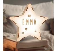 WONDEE Vintiun - Luce notturna per bambini, personalizzata, lampada da notte per bambini, 16,5 x 16,5 x 6 cm, regalo per neonato, personalizzato, lampada da comodino, camera da letto, decorazione per