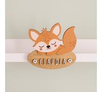 WONDEE Vintiun Placa Decorativa per Cameretta del Bebè con Motivo di Volpe, Nomi Personalizzati in Legno per Porte e Cameretta per Bambine e Bambini, Idee Regalo Personalizzate Originali per Neonati