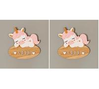WONDEE Vintiun Targa Decorativa per Cameretta Bambini con Unicorno, Nomi Personalizzati in Legno per Porte e Cameretta per Bambine e Bambini, Idee Regalo Personalizzate Originali per Neonati