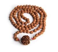 Wonder Care - 4 perline Mukhi Rudraksha originali nepalesi Mala/Rudra naturale (108+1) rosario per meditazione (collana Mukhi Jaap Mala)