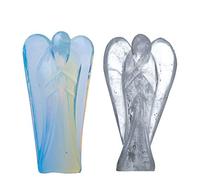 Wonder Care Angelo custode tascabile, pietra naturale Reiki Healing Energy scolpita statua, chakra bilanciamento, meditazione, estetica (3,8-5,1 cm) (confezione da 2)