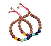 Wonder Care - Braccialetti Chakra Buddha Bracciale con perline Rudraksha originali Braccialetti con lava Bracciale Rudraksha (2 per confezione)