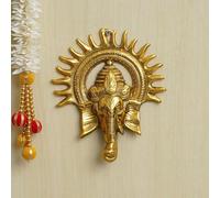 Wonder Care | Statua di Ganesha in bronzo scolpito in avorio con finitura antica - Idolo di Ganesh per auto | Decorazione per la casa | Mandir | Regalo | Idolo di Dio Hindu (Wall_Ganesha)