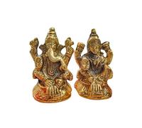 Wonder Care Statua di Ganesha Lakshmi, scolpita nei minimi dettagli, finitura anticata, idolo di Ganesh per auto, decorazione casa, mandir, regalo, idolo del dio indù (piccolo laxmi Ganesh)