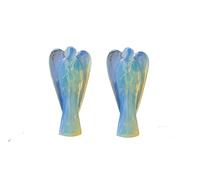 Wonder Care Statua intagliata con pietra preziosa naturale Reiki, angelo custode tascabile, con opale blu (3,8-5,1 cm) (confezione da 2)