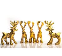Wonder Care Statuette di renna in piedi Golden 5pcs per decorazioni natalizie, soggiorno, tavola di Natale e scaffali
