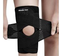 Wonder Care Tutore per ginocchio a compressione per dolore al ginocchio, sport, corsa, lesioni al menisco e sollievo del legamento crociato anteriore Supporto per ginocchio in rete d'aria - Nero 1 pz