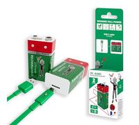Wonder Full Energy - Batterie 9V / 6LR61 ricaricabili tramite USB-C - Cavo USB-C incluso, lunga durata, 9V, 3600mWh, 370 mAh, confezione da 2 batterie